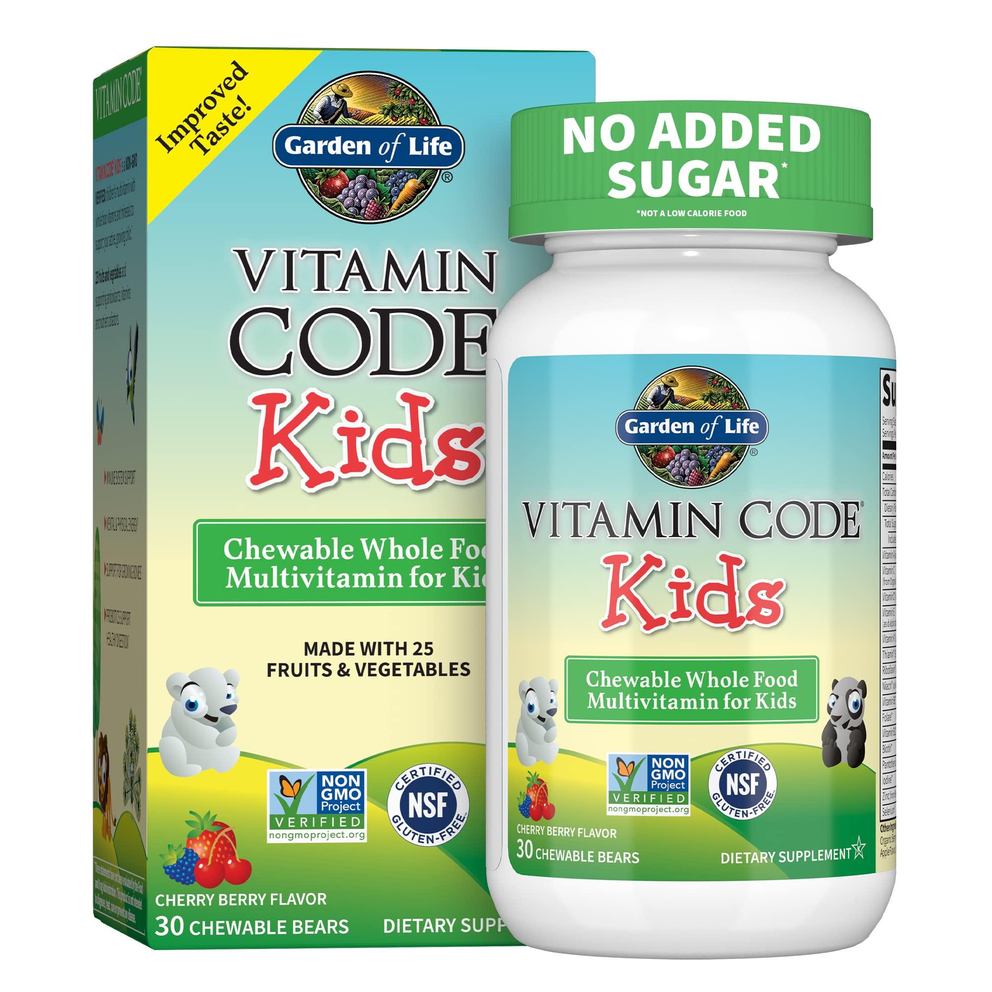 Garden of Life Garden of Life Vegetarian Multivitamin Supplement for Kids - Vitamin Code Kids Chewable Raw Whole Food Vitamin with Probiotics, 30 Chewable Bears