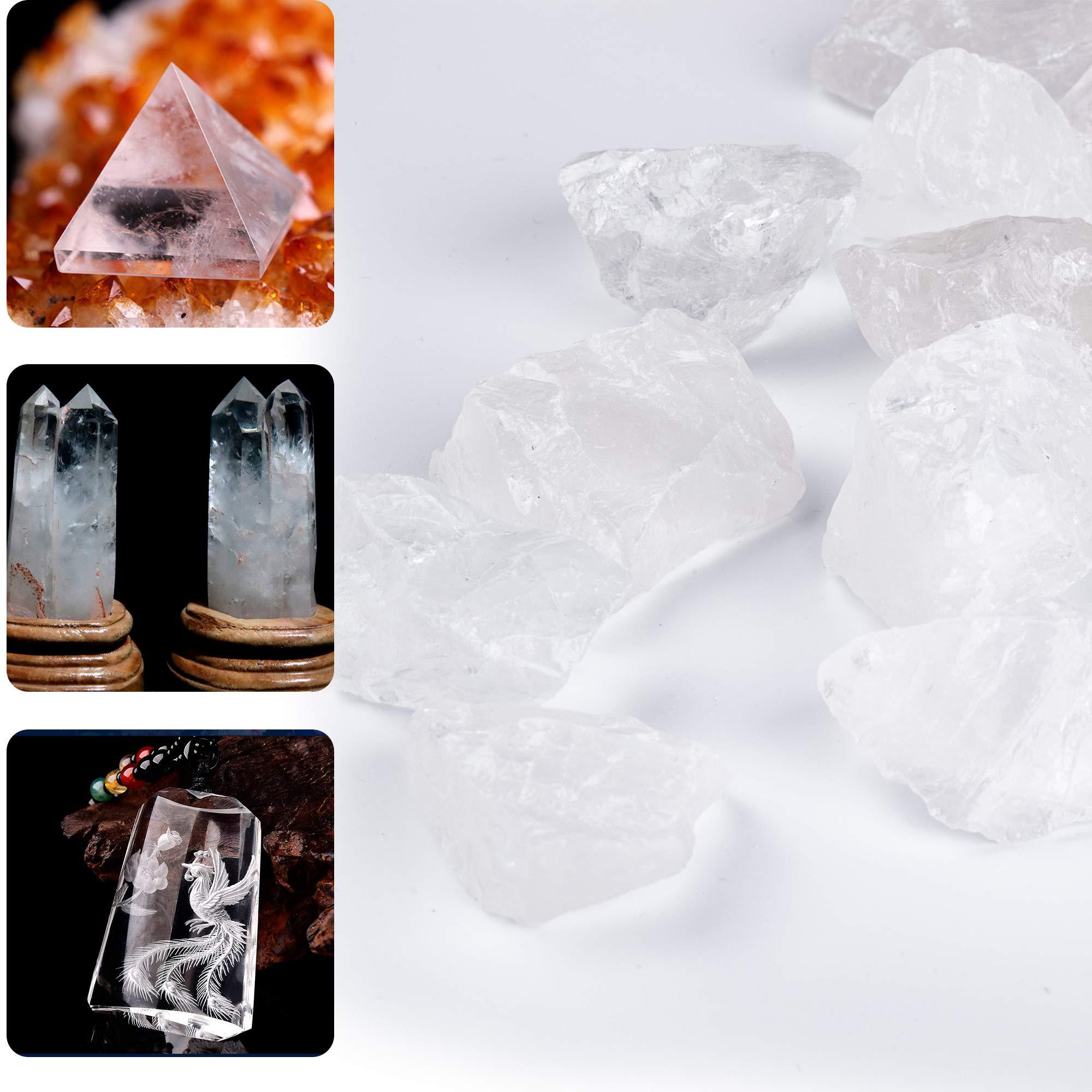 UFEEL UFEEL 1 LB Bulk Rough Clear Quartz Crystal - Large 1\" Natural Raw Stones Crystal for Tumbling, Cabbing, Fountain Rocks, Decoration,Polishing, Wire Wrapping, Wicca & Reiki Healing Crystals