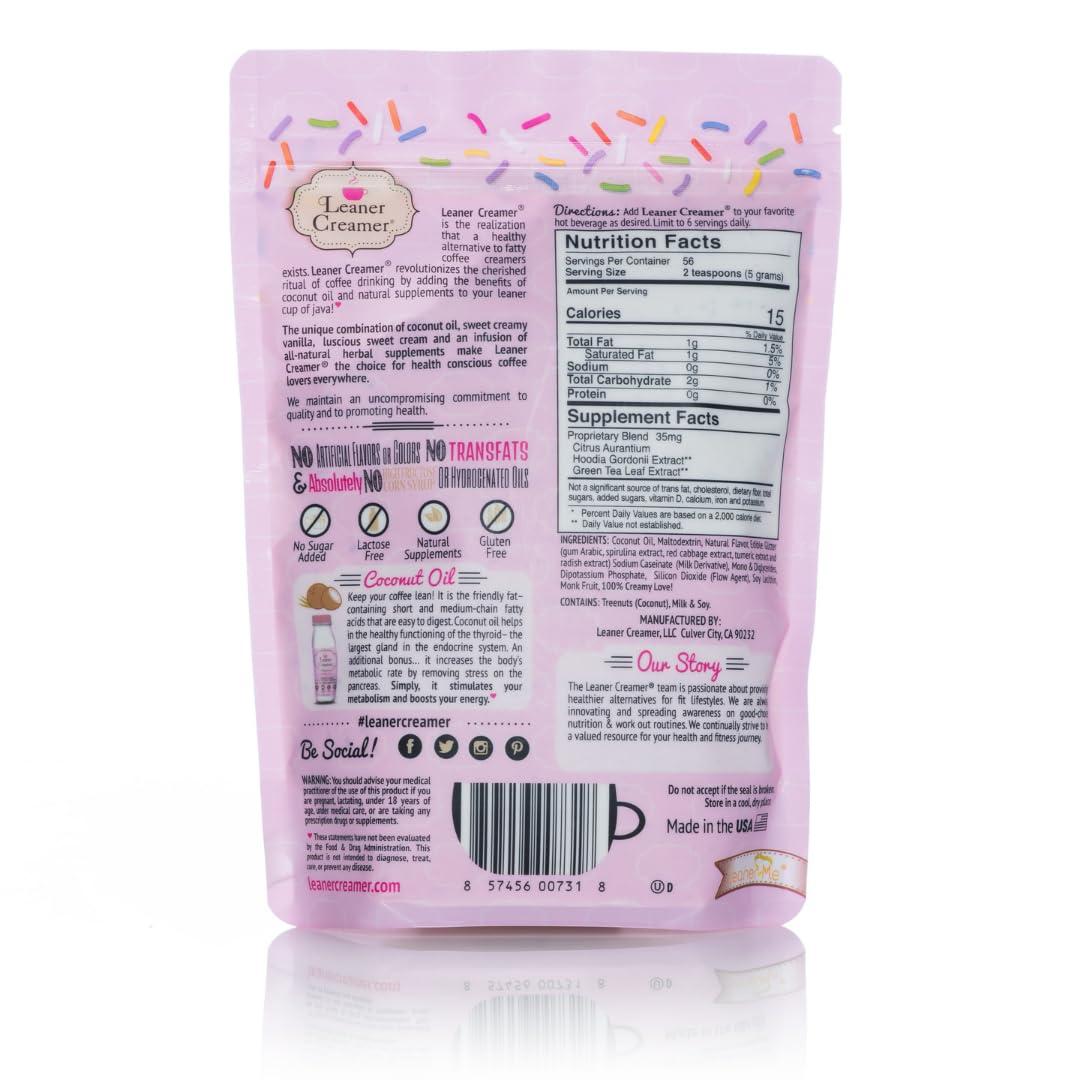 Leaner Creamer Leaner Creamer Non-Dairy Sugar Free Coffee Creamer Perfect Coconut Oil Powder To Naturally Cream and Sweeten Coffee, Smoothies, Protein Shakes & More! Ideal Flavoring For All Diets