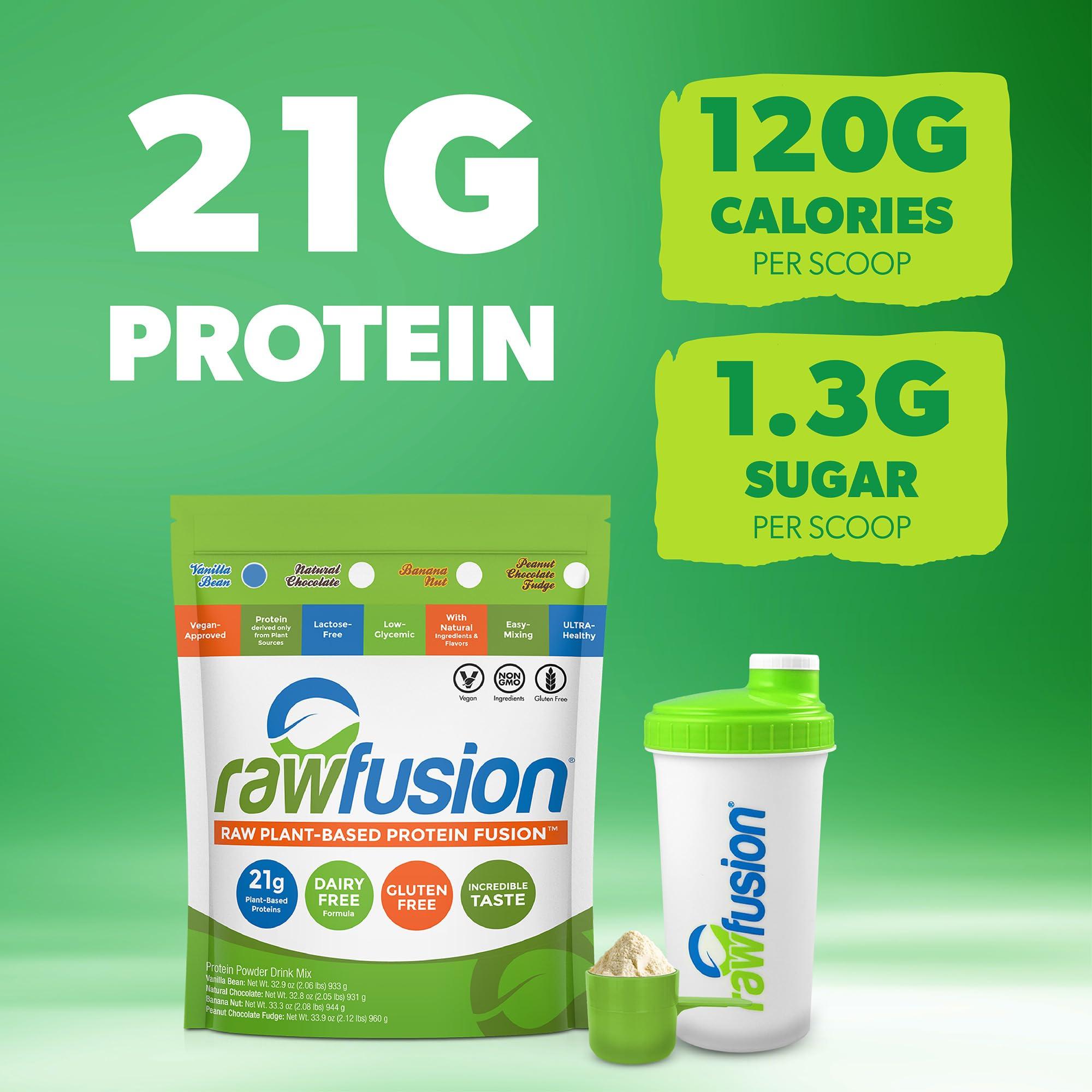 SAN Rawfusion- Vegan Protein Powder, Vanilla Bean - 30 Servings, 21g of Plant Based Protein, Low Net Carbs, Non-Dairy, Gluten/ Lactose Free, Soy Free, Kosher, Non-GMO, 2lb Pound