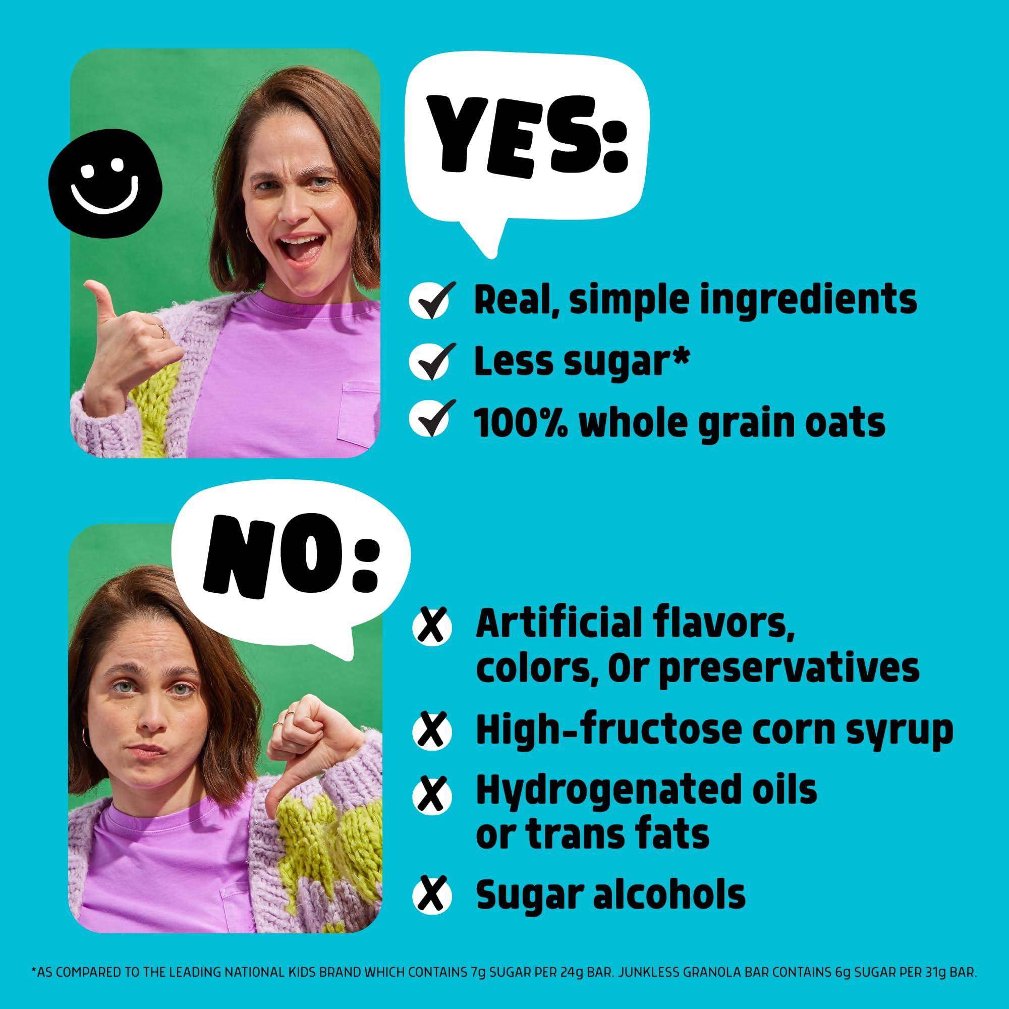 Junkless Junkless Chocolate Chip Chewy Granola Bars - Less Sugar, Great Tasting, Wholesome Snacks - Bulk Granola Bars - 1.1 oz. Bars, 24 Pack