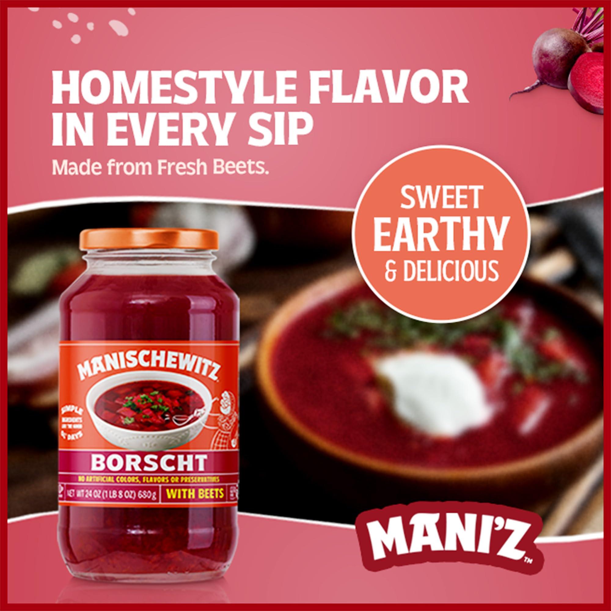 Manischewitz Manischewitz Borscht with Beets 24 Oz (Pack of 2) Tasty & Refreshing, Kosher for Passover