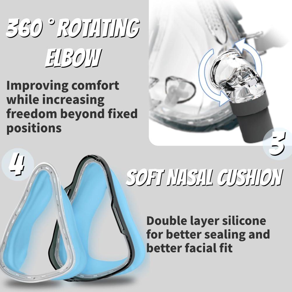 viohead Universal Replacement Full Face Cushion Full Set Include Headgear, Elbows, Frame, Full Face Supplies to Improve Wearing Comfort - Medium (M)