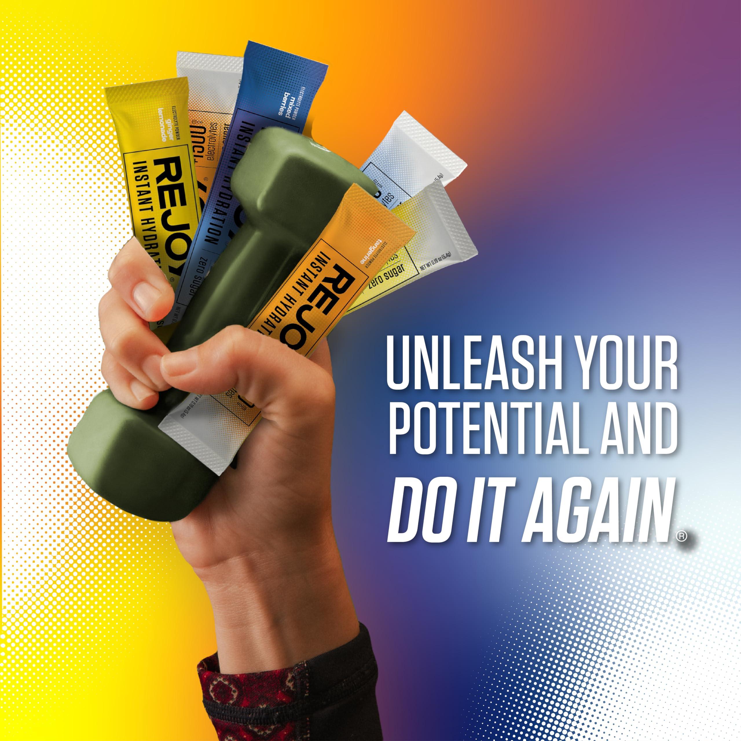 Rejoy REJOY Electrolyte Powder Packets, 9 Sticks Hydration Drink Mix Supplement Sugar Free, Keto and Paleo Friendly, Vegan, Non-GMO, Easy Open Single-Serving Stick (Variety Pack)