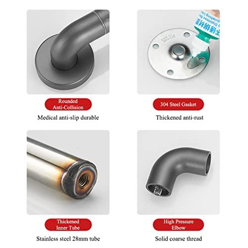 NAIAWAN NAIAWAN 304 Stainless Steel Vertical Angle Bathroom Grab Bar,L-Shaped Adjustable Bath Grips for Elderly Handicap Pregnant,Dark Grey Toilet Safety Assist Device(Size:40 * 60cm,Color:Dark Grey)