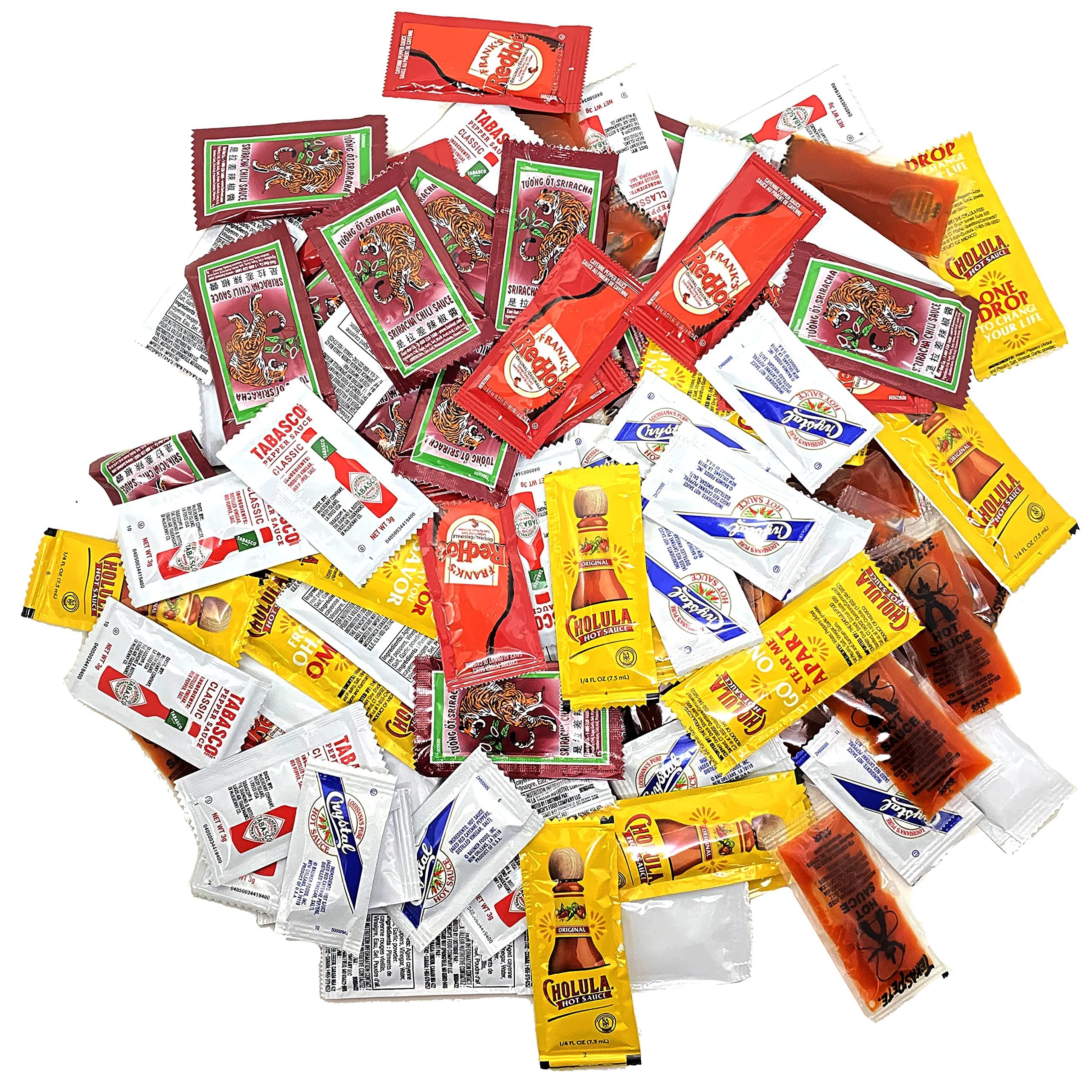 crait crait Hot Sauce Variety Pack of Packets Hot Sauce Packet Sampler Includes Sriracha Sauce, Hot Sauce for Travel, On-The-Go, Cookouts, Hot Sauce for Purse (96 Pack)