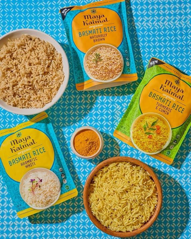 Maya Kaimal Maya Kaimal Organic Basmati Rice Aromatic White, Ready to Eat, Fully Cooked, Vegan, Certified Organic, Non GMO, Gluten Free, 8.5 Ounce (Pack of 6)