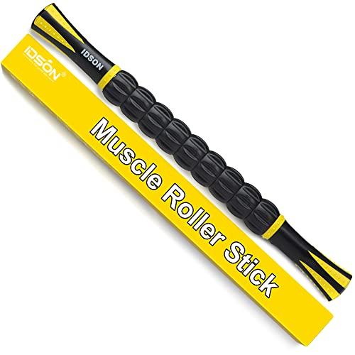 IDSON Idson Muscle Roller Stick for Athletes- Body Massage Sticks Tools-Muscle Roller Massager for Relief Muscle Soreness,Cramping and Tightness,Help Legs and Back Recovery,Black Yellow