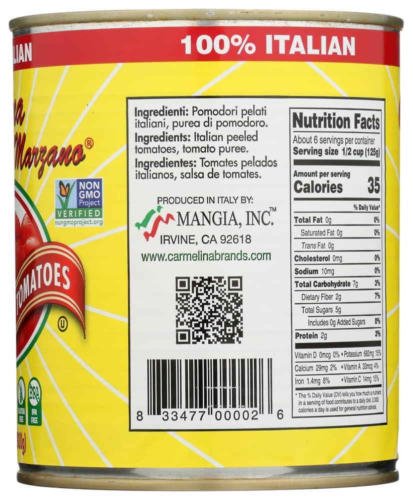 Carmelina Carmelina Italian Whole Peeled Tomatoes in Puree, 28-Ounce (Pack of 6)