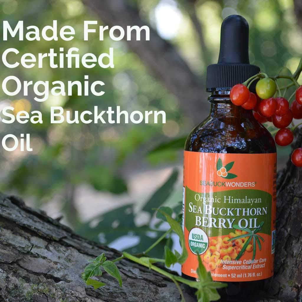 SEABUCKWONDERS SeabuckWonders Sea Buckthorn Berry Oil, 100% Certified Organic, 1.76 FL OZ Bottle (Pack of 12)