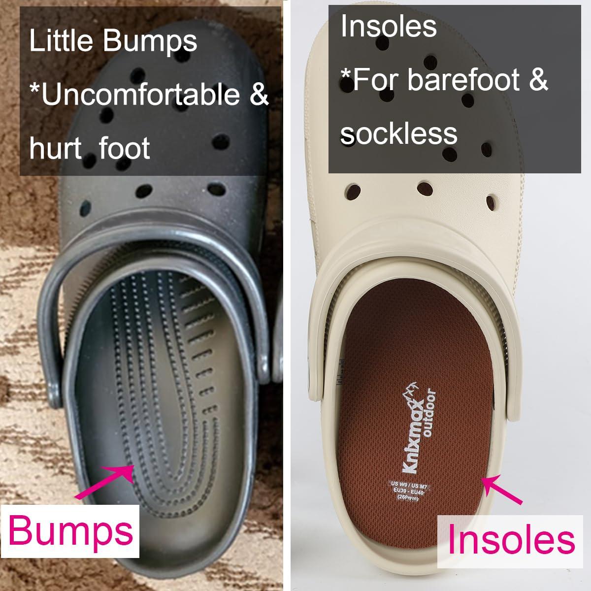 Knixmax Outdoor 3 Pair Insoles for Clogs Garden Shoes, Ultra-Thin Shoe Insoles for Women Men Comfort Inserts Work Nurse Shoes, Chef Shoes, Barefoot Breathable Liners Insert Clogs Pads Light Brown Size 12