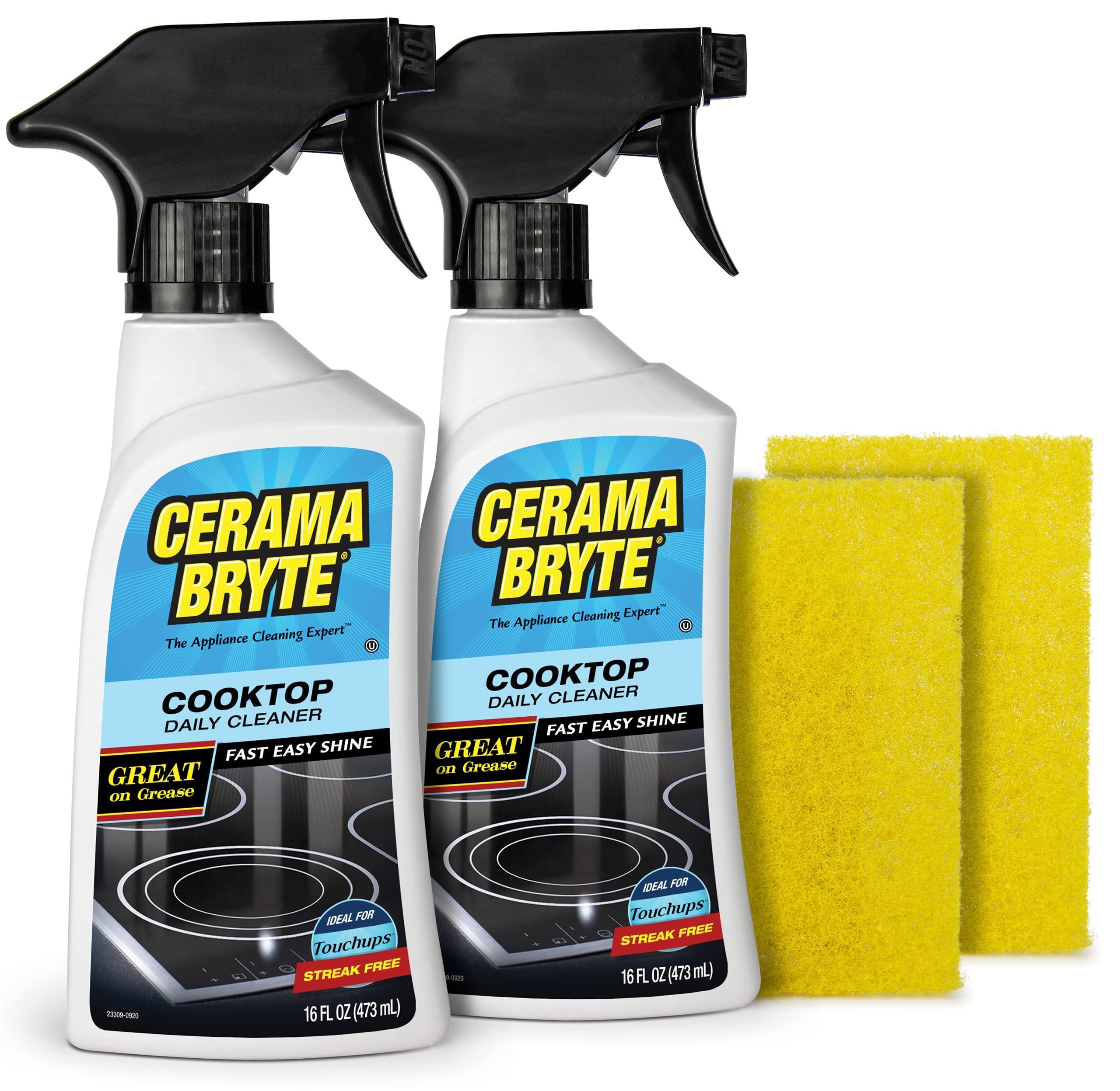 Cerama Bryte Cerama Bryte Daily Spray Cooktop and Stove Top Cleaner for Glass & Pads Combo Kit - Ceramic Surfaces, 16 Fluid Ounces, 4 Piece Set