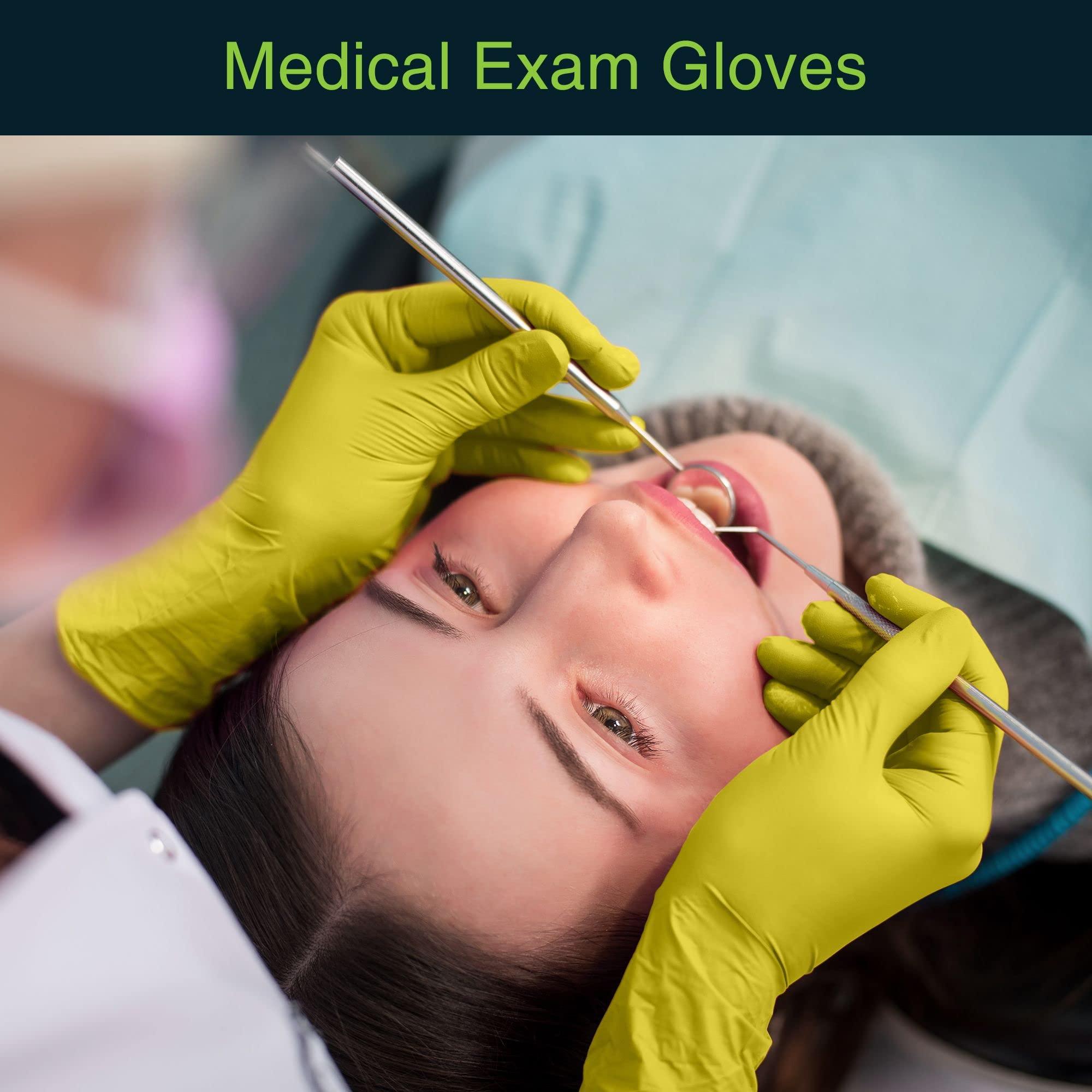 FifthPulse FifthPulse Yellow Nitrile Disposable Gloves - 50 Count - 3 Mil Nitrile Gloves Large - Powder and Latex Free Rubber Gloves - Surgical Medical Exam Gloves - Food Safe Cooking Gloves