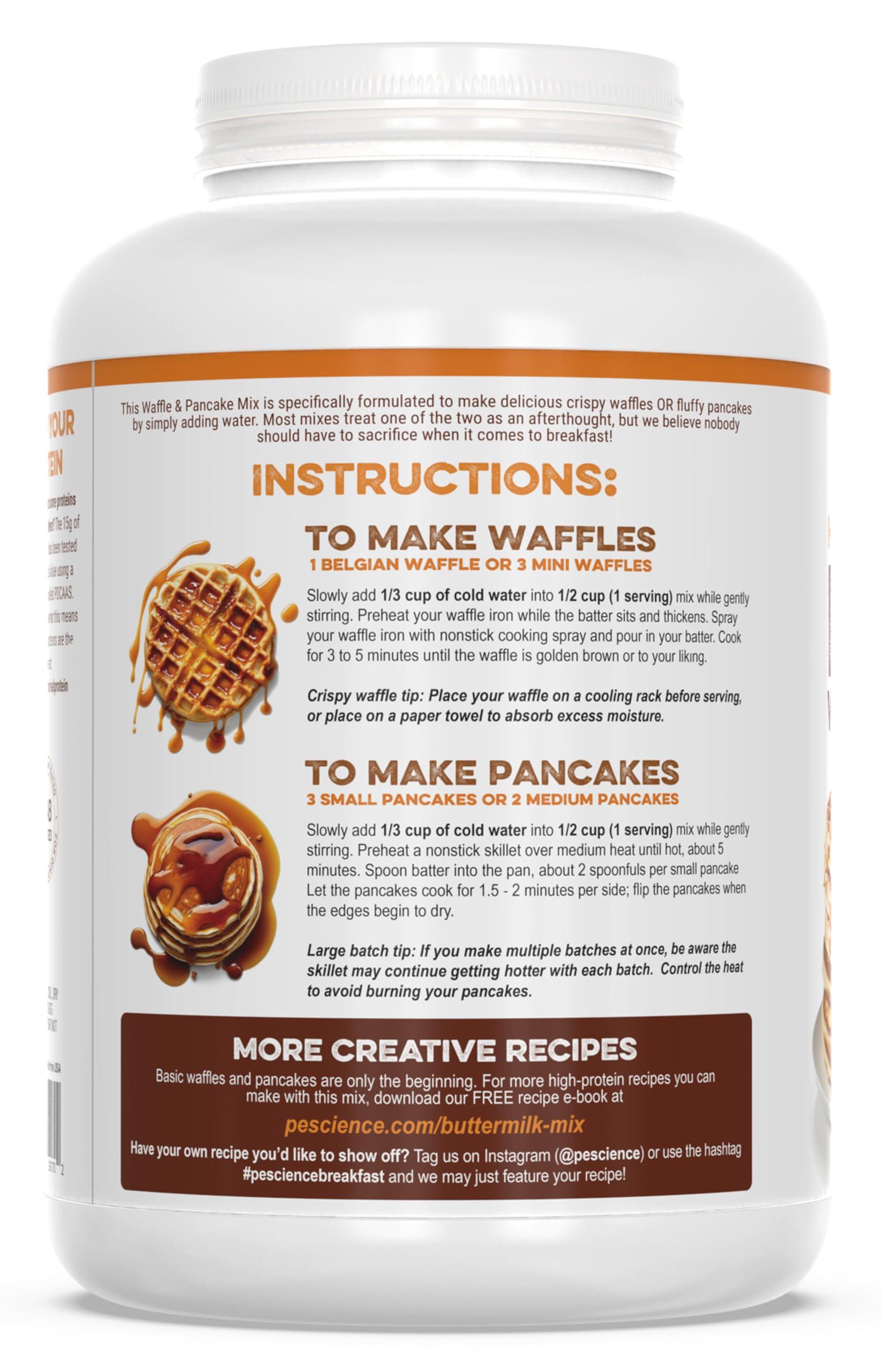 PEScience PEScience Buttermilk Protein Pancake & Waffle Mix, Just Add Water, 36 Servings