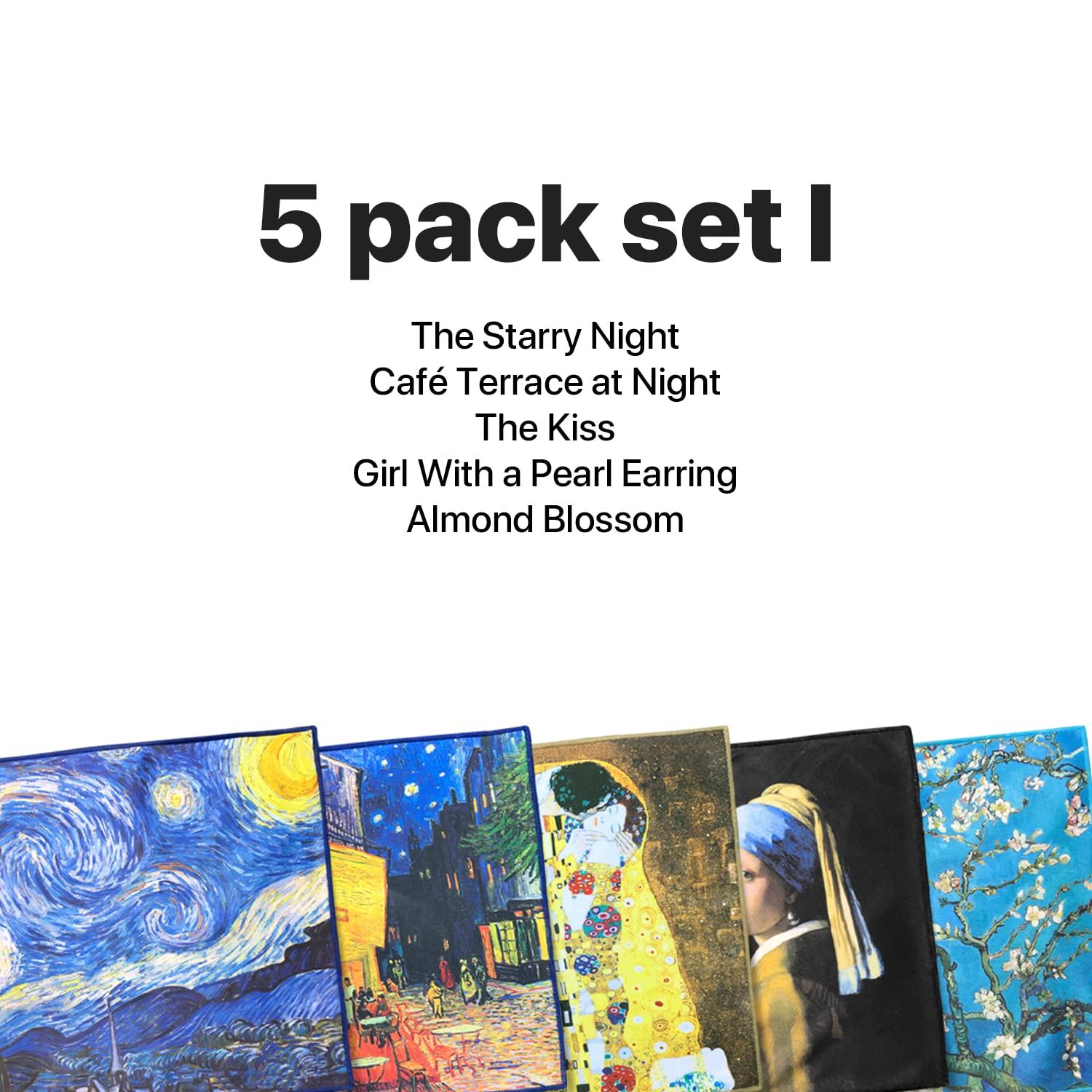 Clean & Clear Microfiber Extra Large [5 Pack] World Best Classic Art Collection - Ultra Premium Quality Clean & Clear Microfiber Cleaning Cloths (Best for Camera Lens, Glasses, Screens, and All Lens.)