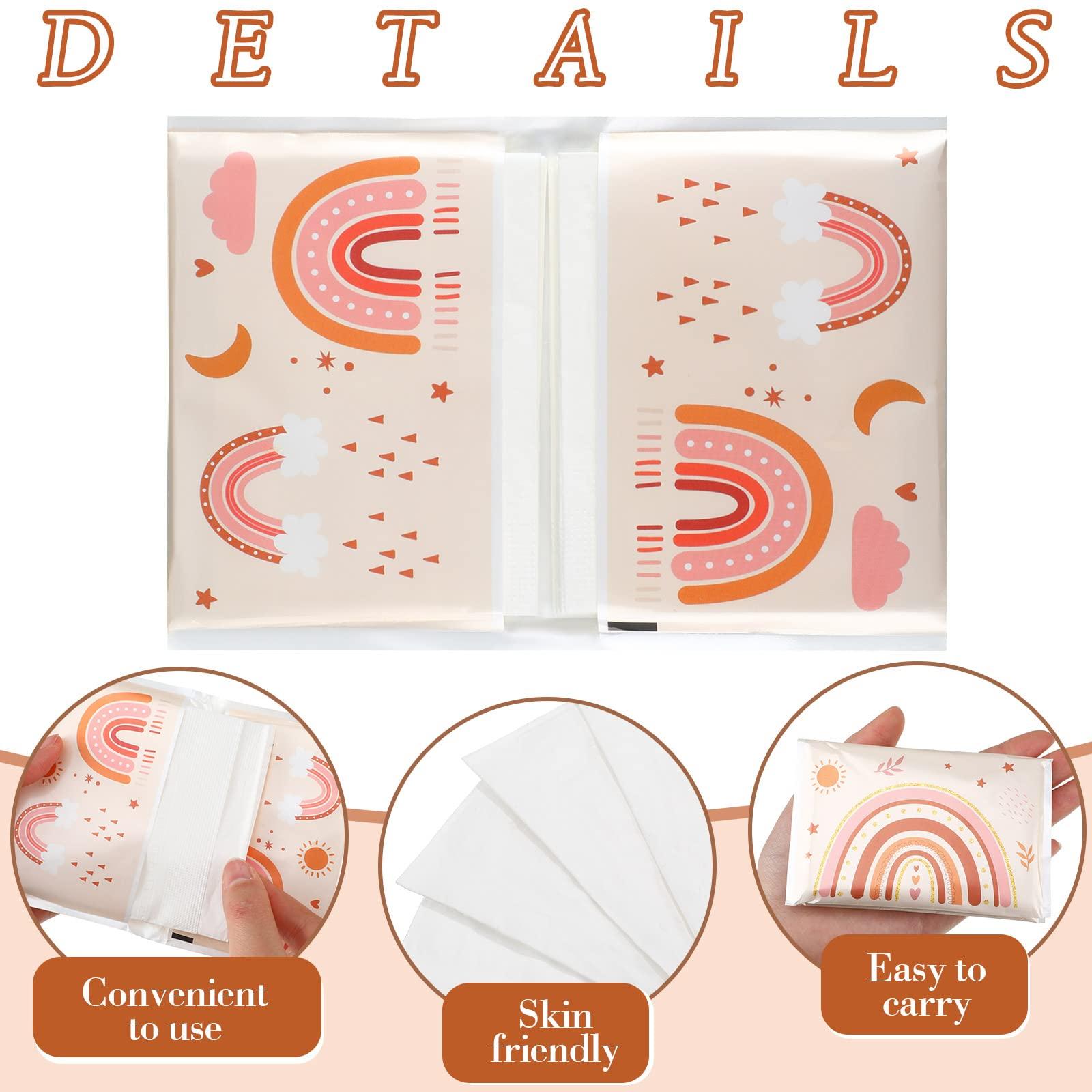 Tinlade Tinlade 24 Packs Facial Tissues 3 Ply Travel Tissue Packs Individual Wallet Size for Travel Wedding Party Favors, 10 Sheets Each, 4 Designs(Rainbow)