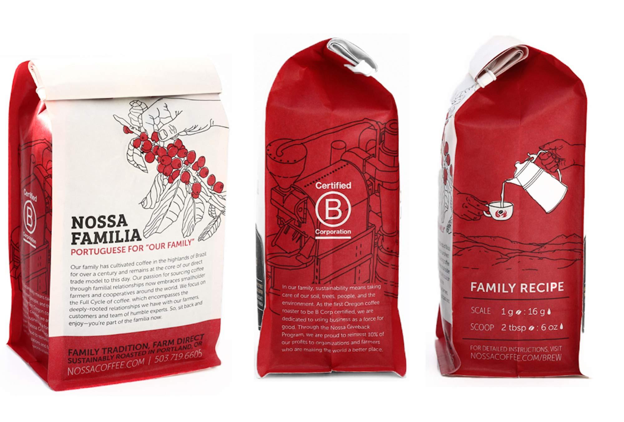 Nossa Familia Nossa Familia Italian Coffee - Medium-Dark Roast Low Acid - Fair Trade Ground Coffee Bean- Smooth Balanced and Low Bitterness - Roasted Whole Coffee- Sourced from Small Peruvian Farms - Delicia 12oz
