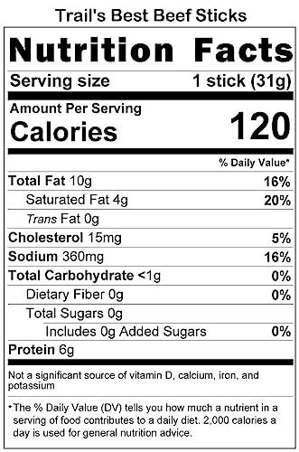 Trail\'s Best Trail\'s Best 1.1oz Beef Sticks 16 Count Tubs (6 inch beef sticks made with all beef)