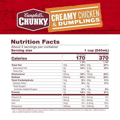 Campbell\'s Campbell\'s Chunky Soup, Creamy Chicken and Dumplings Soup, 18.8 Oz Can (Pack of 2)