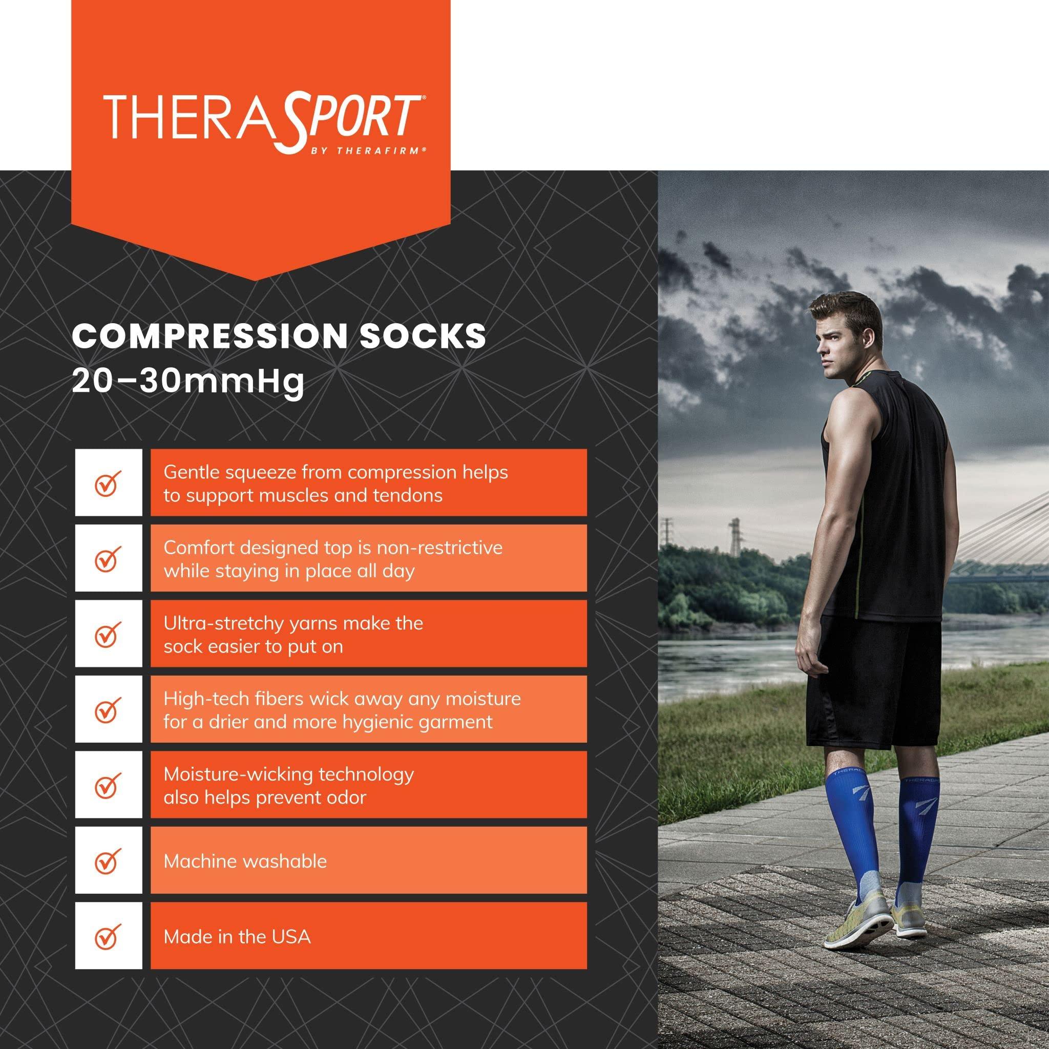 THERASPORT THERASPORT 20-30mmHg Moderate Compression Athletic Performance Socks (Blue, Medium)