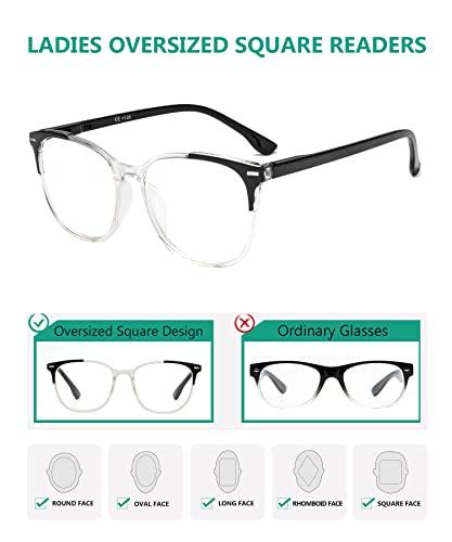 Eyekepper Eyekepper 4 Pack Ladies Reading Glasses Oversized Square Readers for Women Reading +2.50
