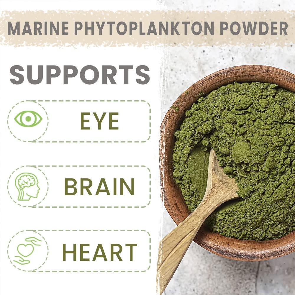 AKI ORGANIC AKI Marine Phytoplankton Powder | Source of Raw Omega-3 EPA Micro Algae Nannochloropsis - Plant Based Proteins, Vitamins for Overall Wellness | Complete Protein Source, Vegan & GMO Free (2 Oz / 57G)