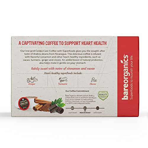 BareOrganics BareOrganics 13313 Cardio Care USDA Organic Coffee Pods, Keurig K-Cup Compatible Organic Coffee Pods, Infused with Superfoods & Probiotics, Vegan Friendly, Gluten Free, 10 Single Serve Cups