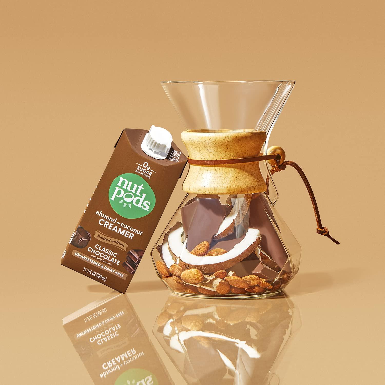nutpods nutpods Classic Chocolate Unsweetened Dairy-Free Creamer, Made from Almonds and Coconuts, Whole30, Keto, Gluten Free, Non-GMO, Vegan, Kosher (3-Pack)