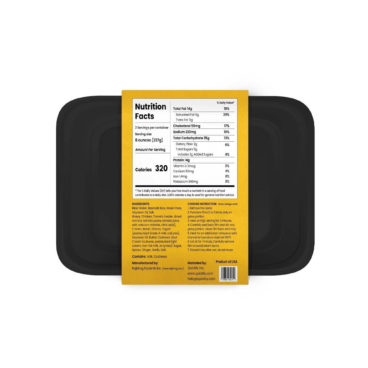 Quicklly Ready To Eat Indian Meal Special - Butter Chicken & Paneer Tikka Masala - Gluten Free - (Butter Chicken - 2 Packs & Paneer Tikka Masala - 2 Packs) - Pack of 4