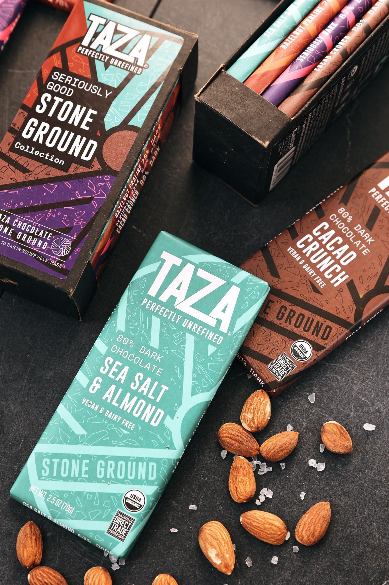 Taza Chocolate Taza Chocolate Organic Seriously Good Dark Chocolate Bar Variety Pack Bundle, 2.5 oz (4 count), Vegan