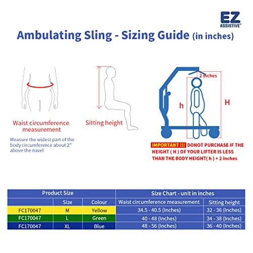 EZ Assistive EZ Assistive Ambulating Walk Sling for Patient Standing and Walking Training & Patient Lift Aid or Walking Aids Reusable and Washable (Large)