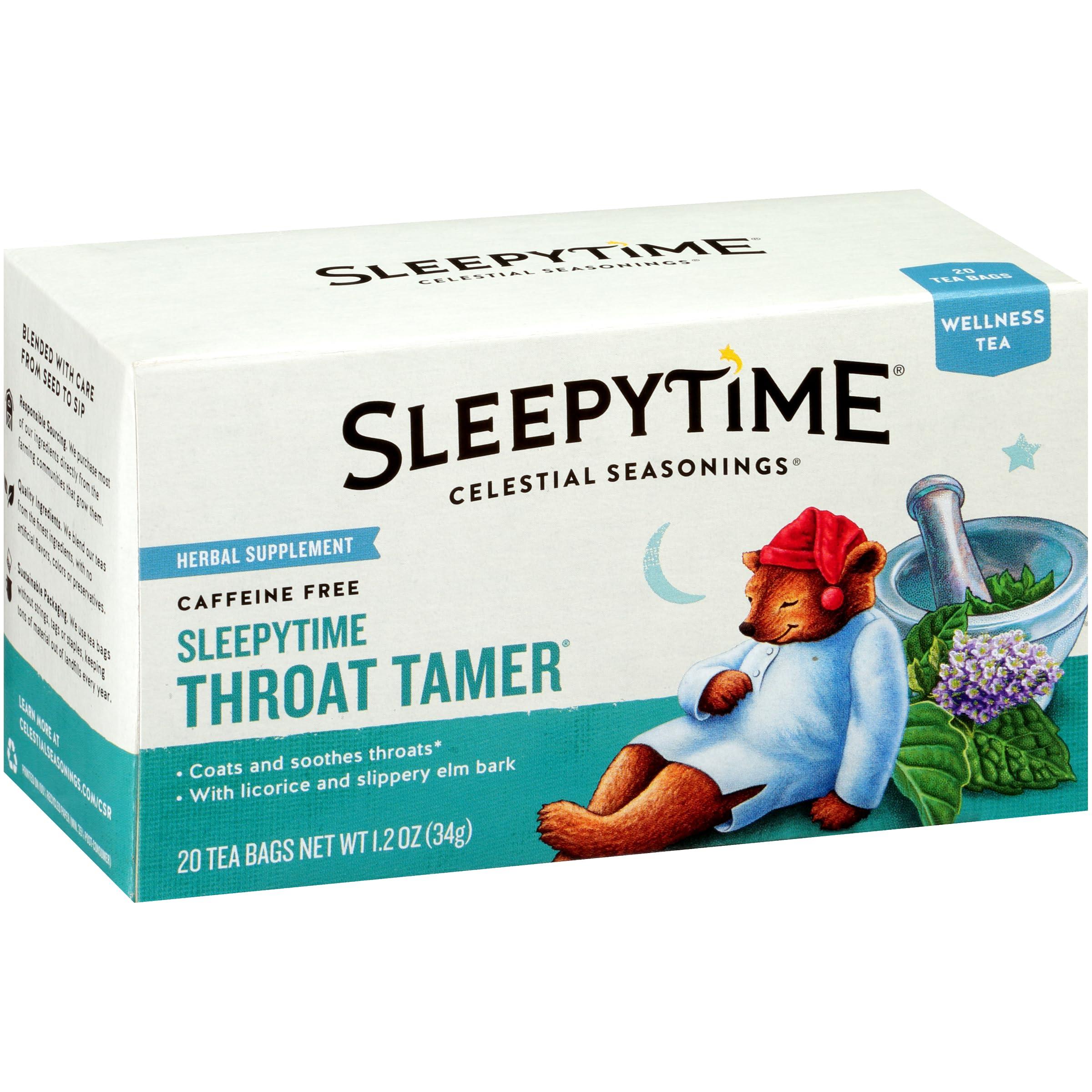 Celestial Seasonings Celestial Seasonings Wellness Tea, Sleepytime Throat Tamer, Caffeine Free Sleep Tea, 20 Tea Bags