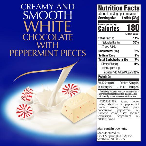Lindt Lindt CLASSIC RECIPE Holiday White Peppermint Chocolate Candy Stick, 1.2 oz., 24 Pack