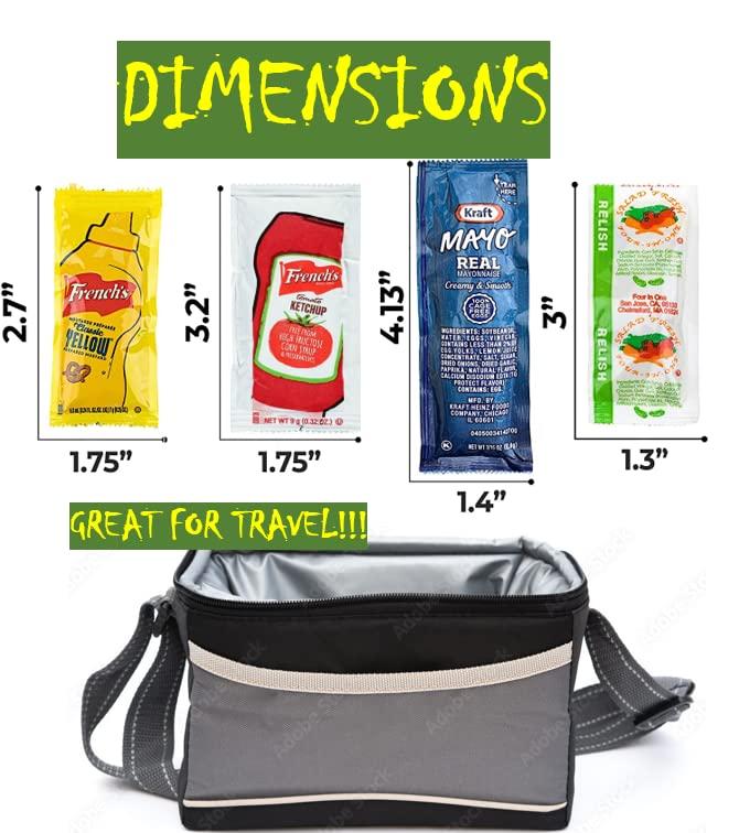 Savor Goods Grab-n-Go Condiment Packs - 50 Single Serve Pouches of Each: Ketchup, Mustard, Mayonnaise, and Relish - Great for, Boxed Lunch, BBQ, Travel, Picnic and Parties (200 Condiment Packets Total)