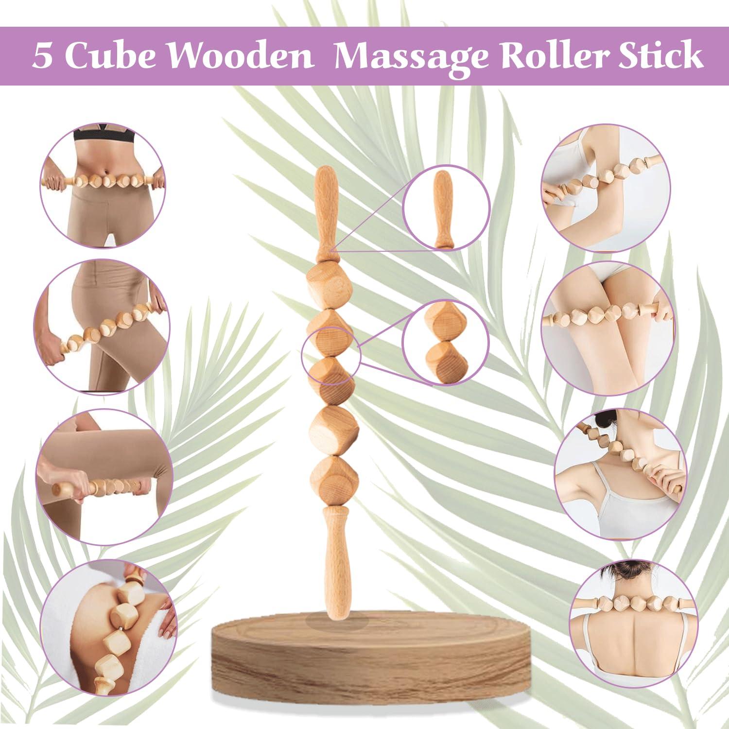 PURE VIBE Wood Therapy Massage Tools Kit, Wooden Massager Tools, Body Contouring & Shaping, Muscle Pain Relief Massager Tool, Lymphatic Drainage Massager, Wooden Rollers for Massage, Wooden Body Sculpting Tools