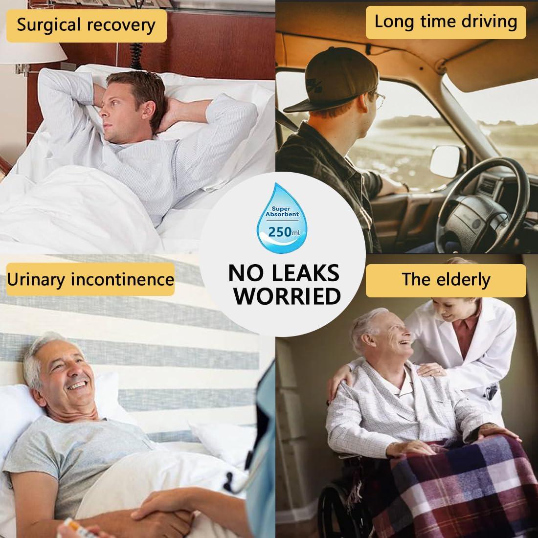 HKSICHENGKEJI Mens Incontinence Underwear Washable Incontinence Boxer Brief Absorbent Waterproof Boxer Shorts Urinary Elastic Cotton Boxer with Front&Rear Reusable Incontinence Brief Leakproof Protective Underwear