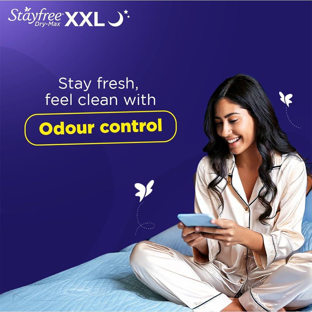 Stayfree Stayfree Dry Max All Night XL Dry Cover Sanitary Pads For Women With Wings, 28 Pads