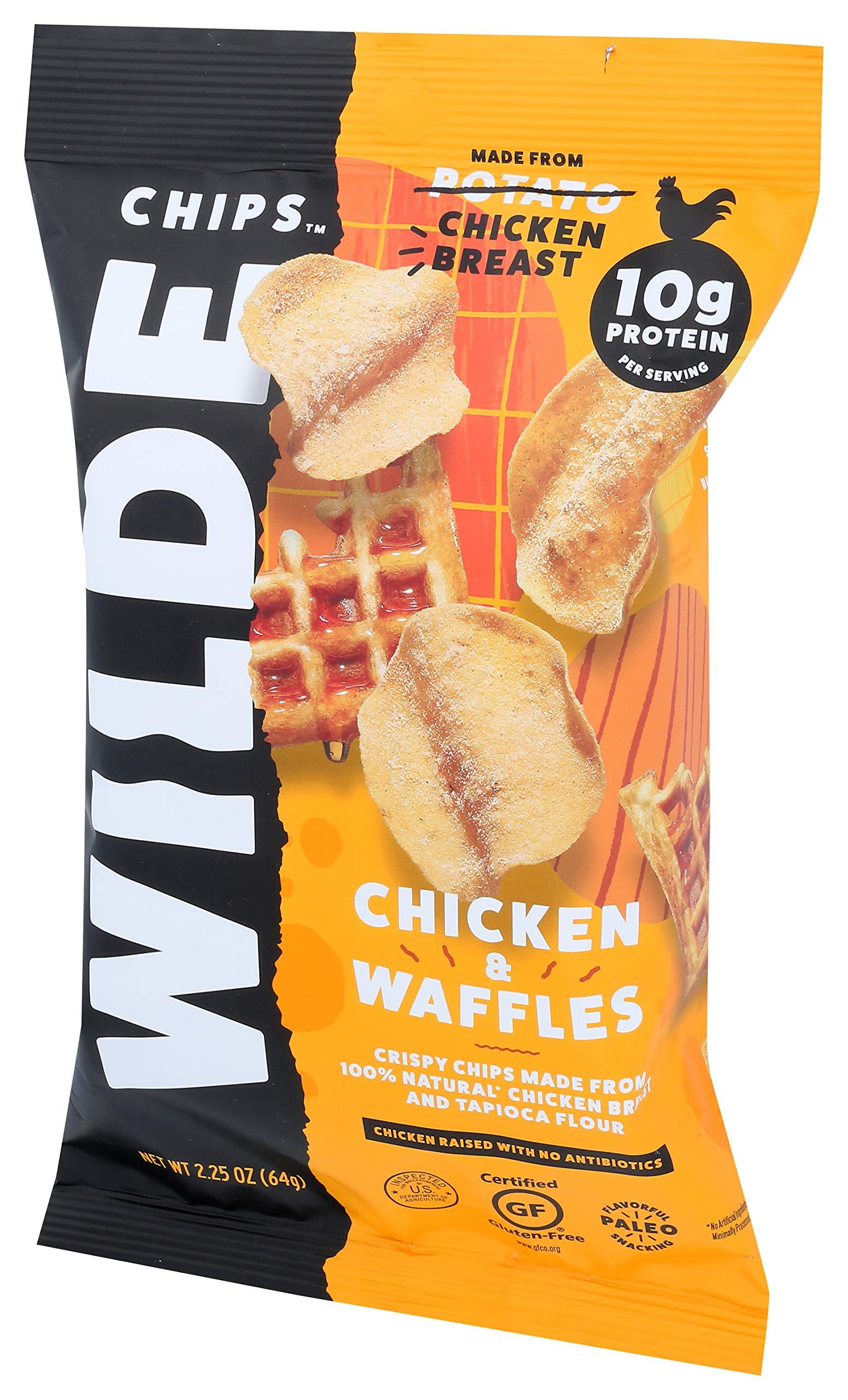 WILDE BRANDS Chicken and Waffles Chicken Chips by Wilde Chips, Thin and Crispy, High Protein, Keto, Paleo Friendly, Made with Real Chicken, 2.25oz Bag