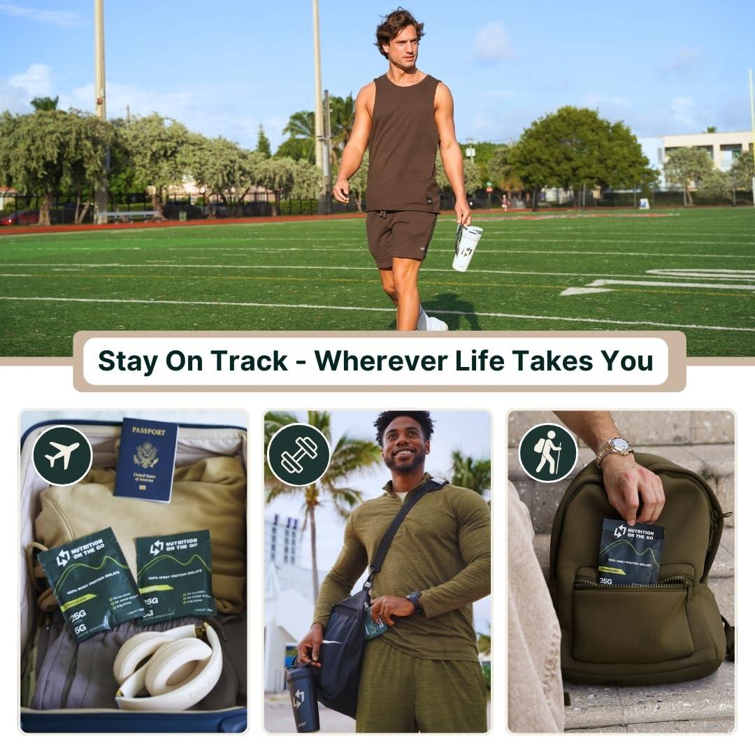 Nutrition On The Go Nutrition on the Go Chocolate Whey Protein Powder with Creatine - 25g Protein, 5g Creatine - Single-Serve Packets for Travel, On-the-Go - Gluten-Free, No Added Sugar - (15-Pack)