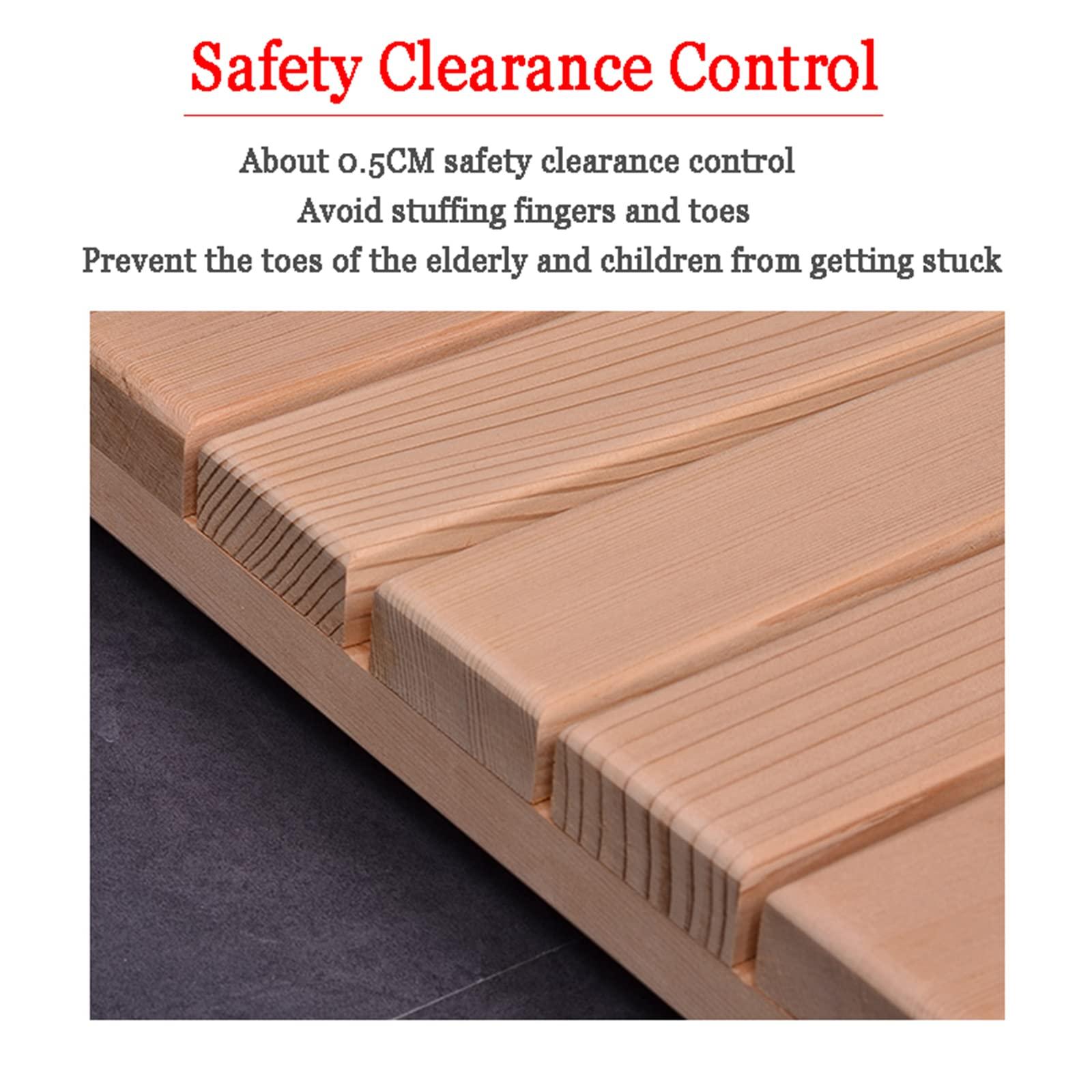 SUNMME Bamboo Wood Bath Mat, Sturdy Shower Mat,Wooden Bamboo Bath Shower Mat,Non-Slip Waterproof Large Bathroom Floor Mat for Indoor Outdoor,Easy Storage,Outdoor Shower Mat,60x70cm/24x28in