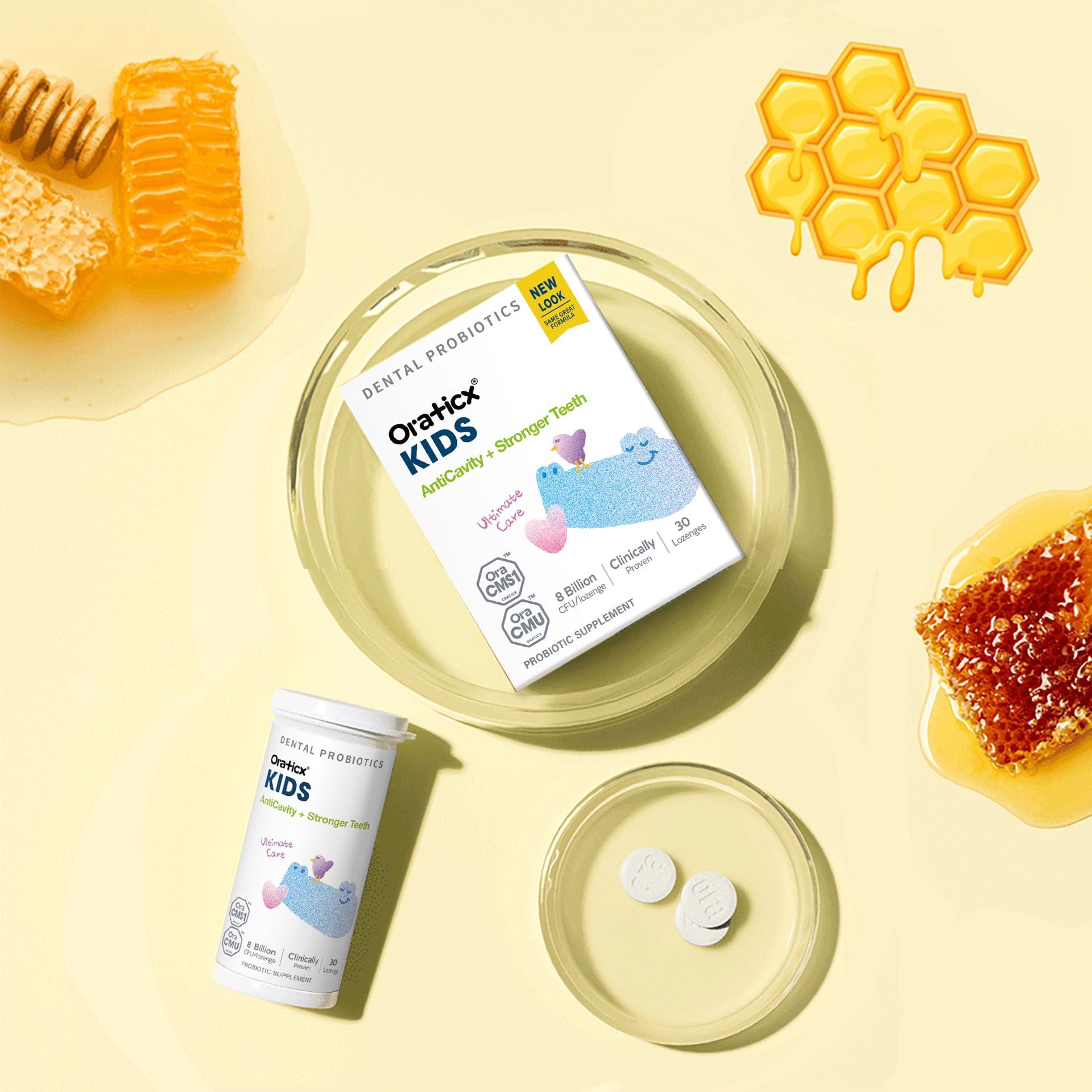 OraTicx OraTicx Kids Dental Probiotics for Anti-Cavity + Healthy Teeth and Gums, 8 Billion CFU Probiotics for Oral Health, Sugar Free Yogurt Flavor 1-Pack