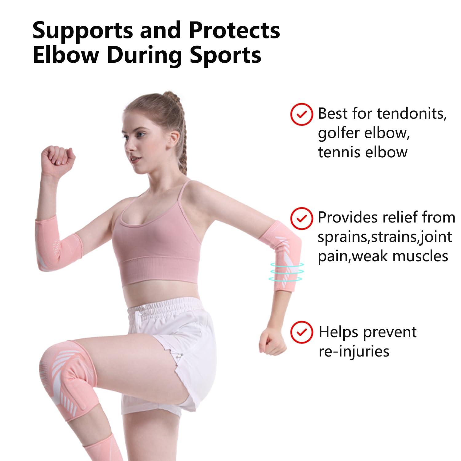 Cinlitek Cinlitek Elbow Support Brace for Women and Men,Elbow Compression Sleeve, for Golfers Elbow, Tennis Elbow, Arthritis, Weightlifting, Tendonitis,Gym,Workouts,Reduce Joint Pain(Pink, X-Large)