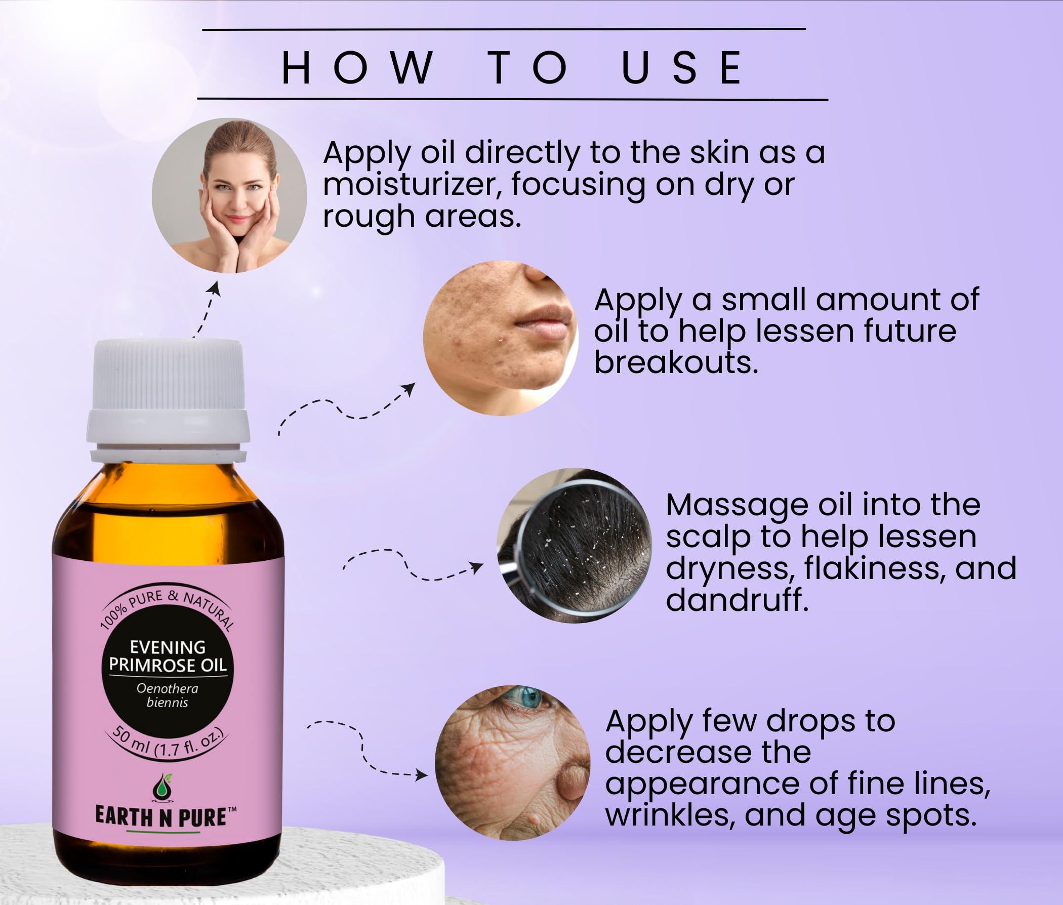 EARTH N PURE EARTH N PURE Evening Primrose Oil Cold Pressed, Pure and Natural 50 ml