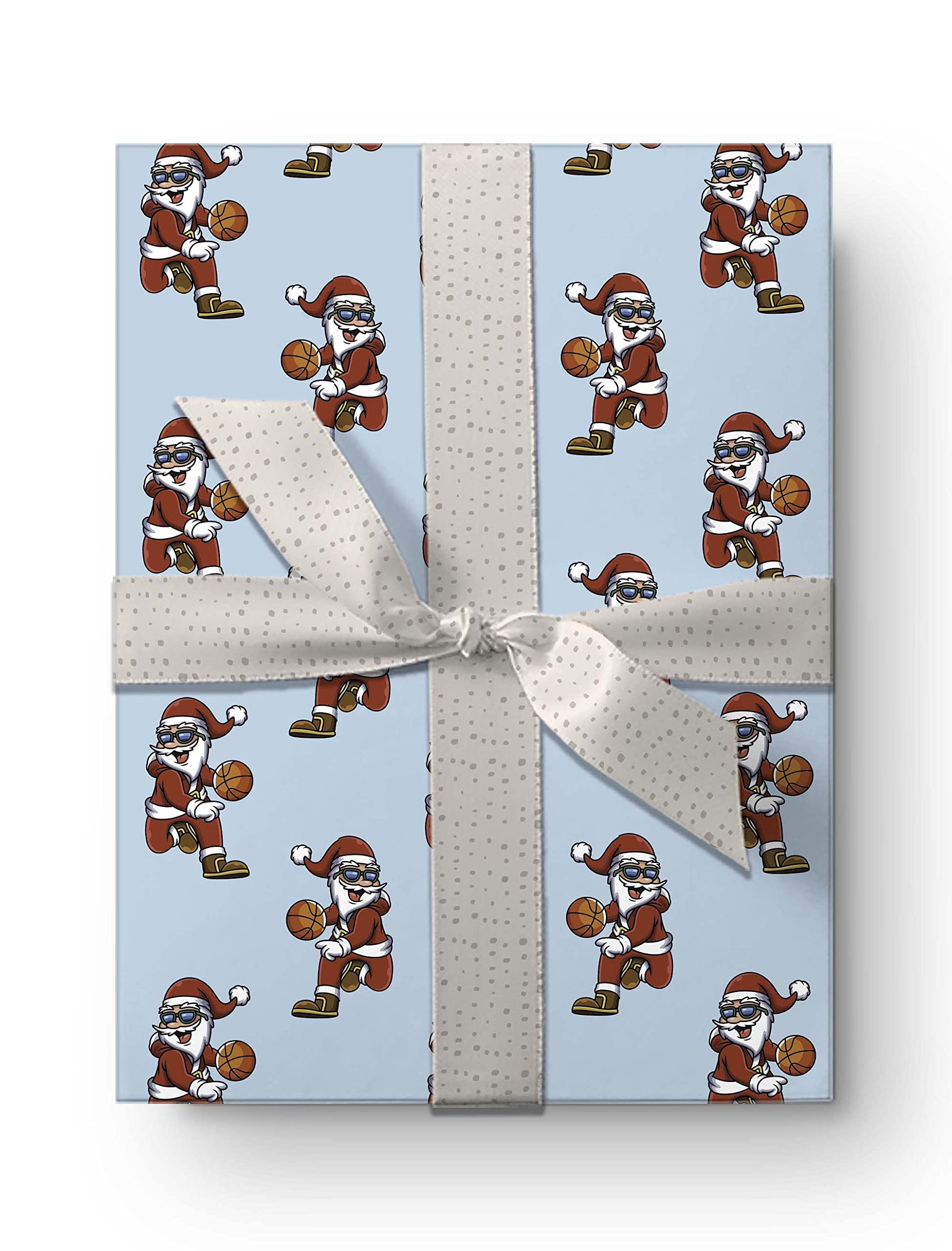 Generic Funny Santa Basketball Gift Wrap Thick Wrapping Paper Bball Christmas Holiday Party Decoration (12 foot x 30 inch roll)