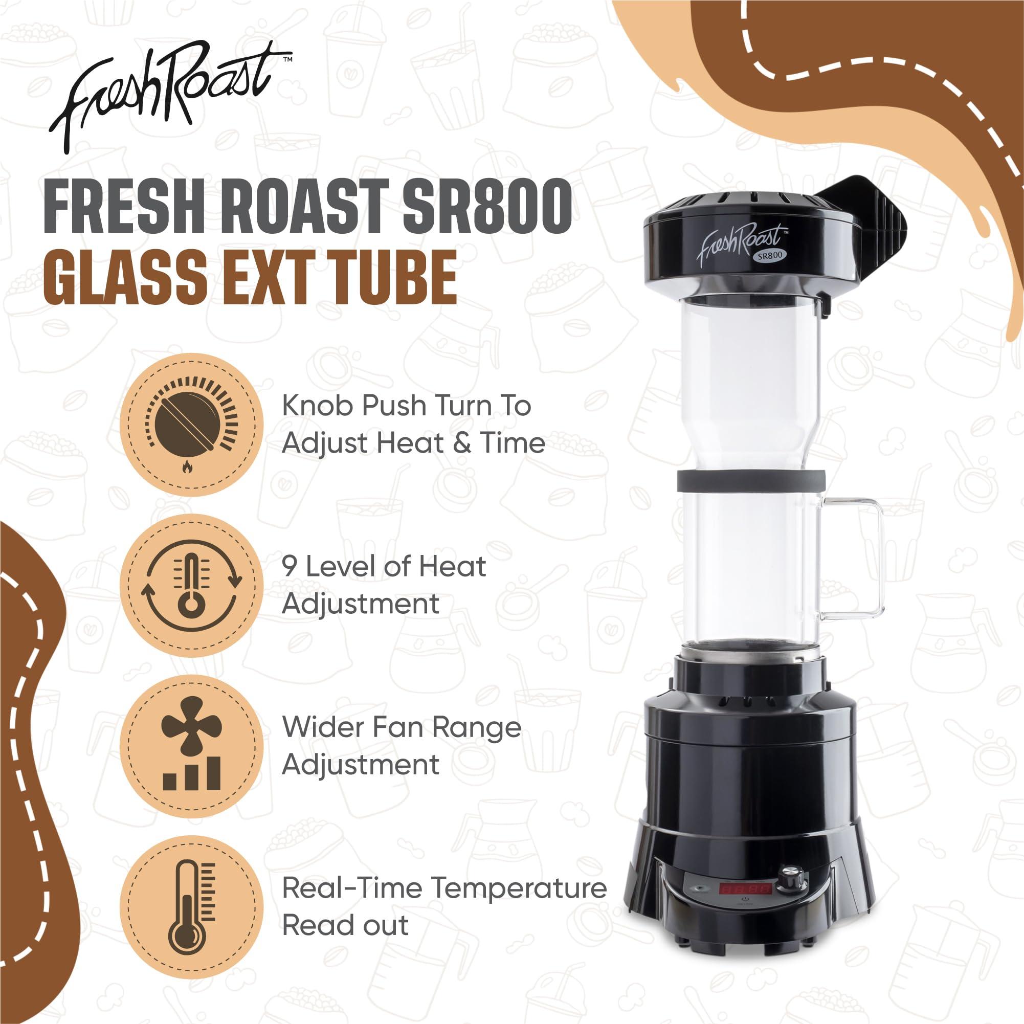 Fresh Roast Fresh Roast Coffee Roaster Bundle SR800, Glass Extension Tube, Coffee Bean Cooler, (2 Lbs) Sample Pack of Green Beans, (2- pack)Sample trays