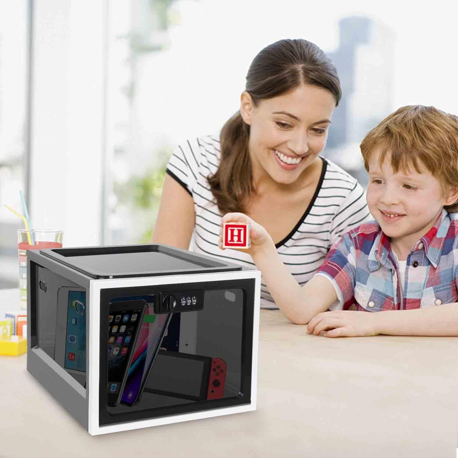 Gemaxvoled Medicine Lock Box for Safe Medication, Premium Material Lockable Storage Box Locking Organizer Bin with Combination Code for Fridge Food/Snacks/Phone/Tablet Jail/Home/Office Storage Lockers