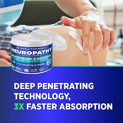 OWELL NATURALS OWELL NATURALS Neuropathy Cream Extra Strength Nerve Relief Cream for Foot, Hands, Legs, Toes with Arnica, Vitamin B6, Aloe Vera, MSM - Made in USA