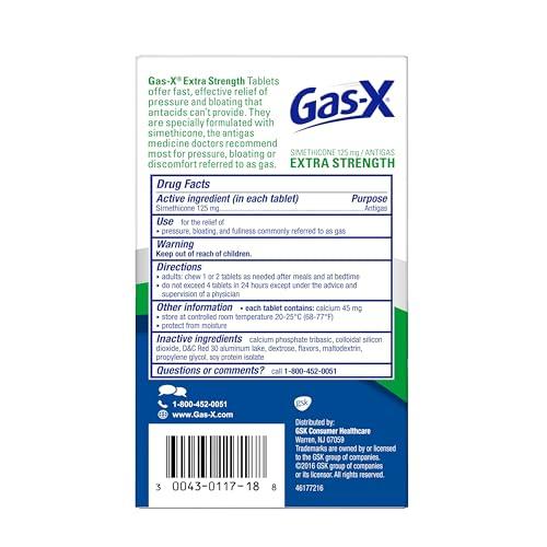 Gas-X Gas-X Extra Strength Chewable Gas Relief Tablets with Simethicone 125 mg, Cherry - 18 Count (Pack of 2)