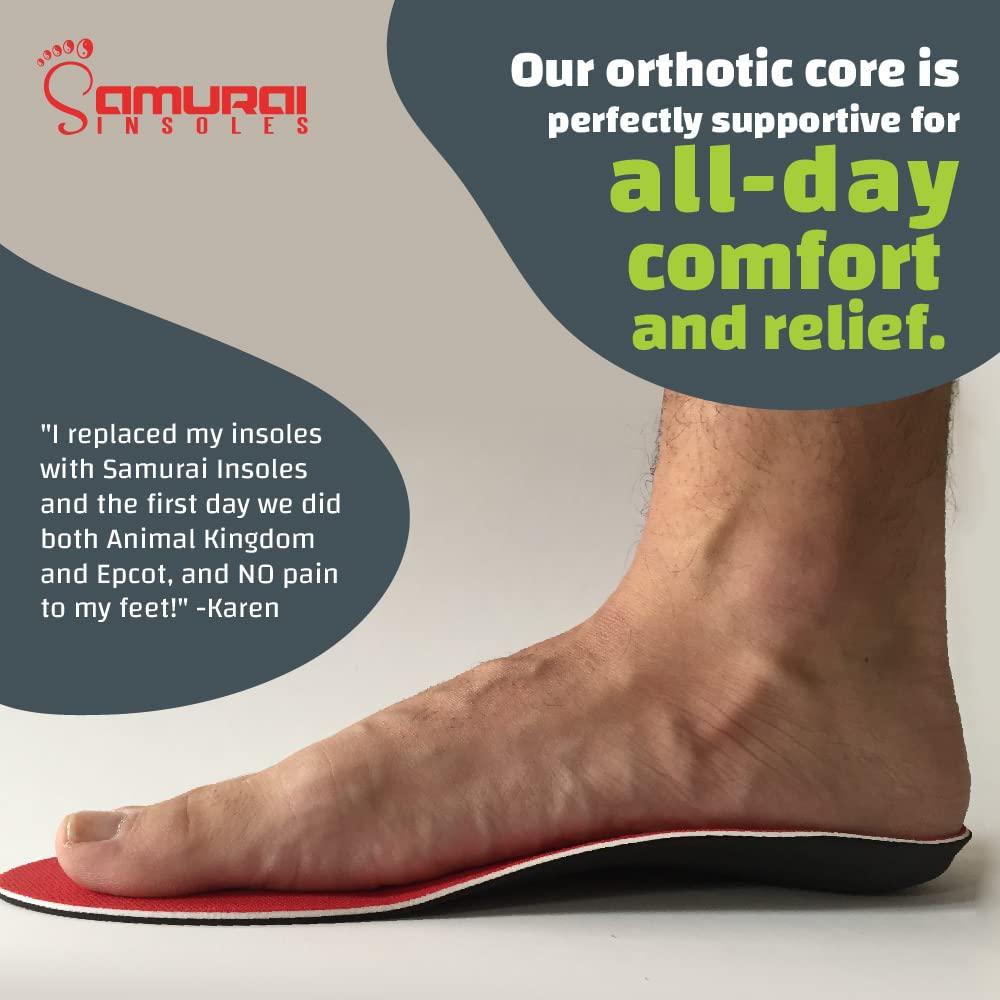 Samurai Insoles Samurai Insoles The Original Arch Support Shoe Insoles - Plantar Fasciitis Relief - US Orthotic Lab Made, Podiatrist Designed Shoe Inserts for Men 6-6.5 or Women 8-8.5
