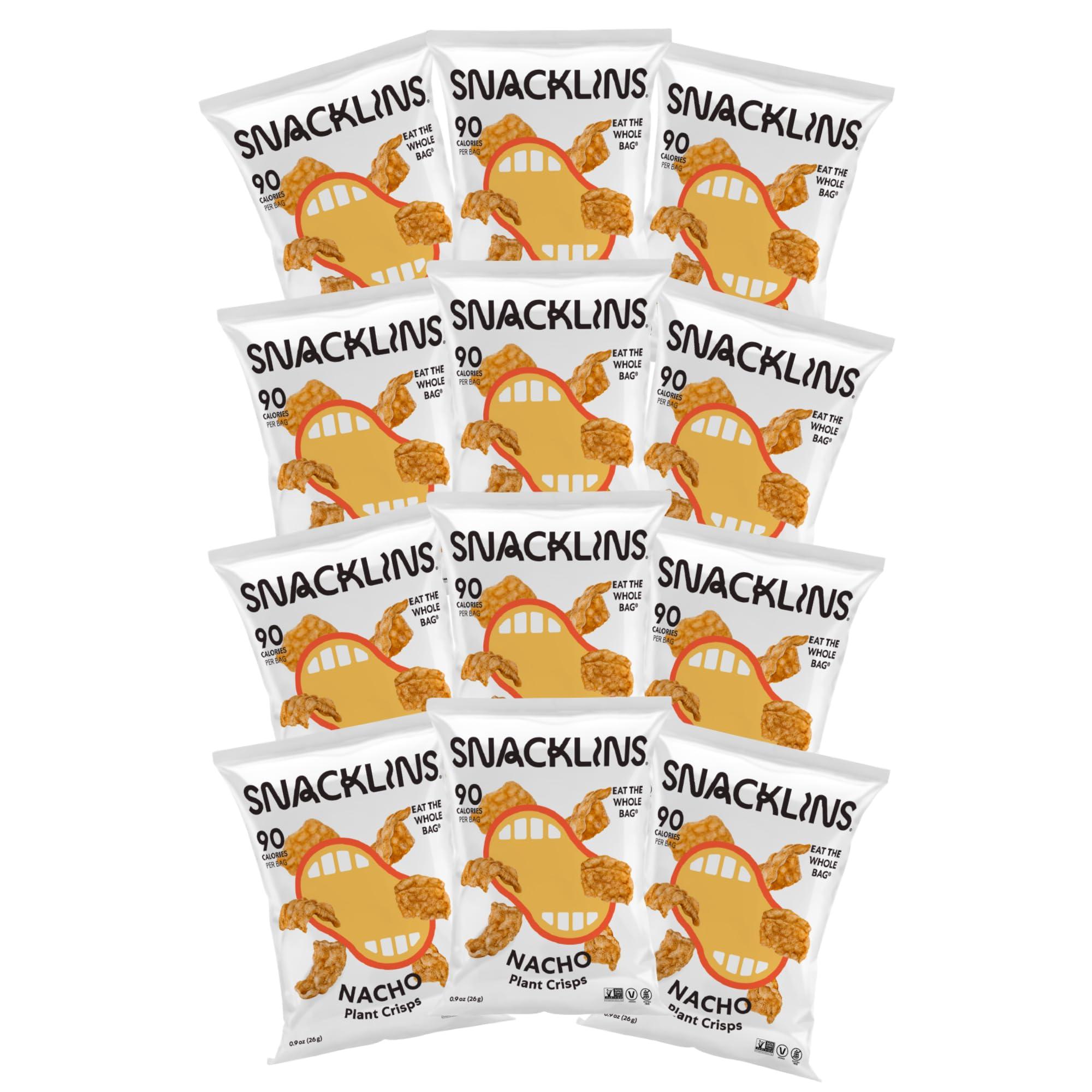 SNACKLINS SNACKLINS Plant Based Crisps NACHO - Gluten Free, Grain Free, 100% Kosher, Vegan Healthy Snacks, Crunchy Puffed Snack, Just 90 Calories Per Bag - .9oz Bag (Case of 12)